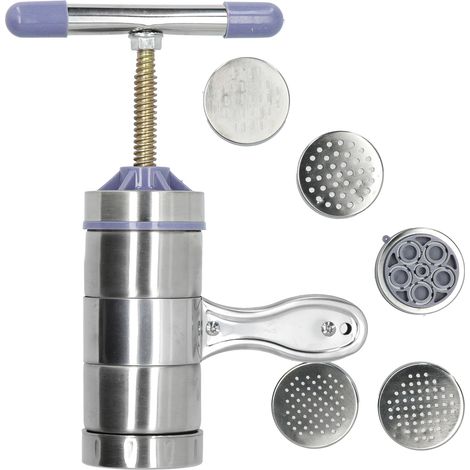 Rouleau à pâtes manuel en acier inoxydable avec 5 têtes de moule pour machine à presser les pâtes, accessoire de cuisine. (1/5)