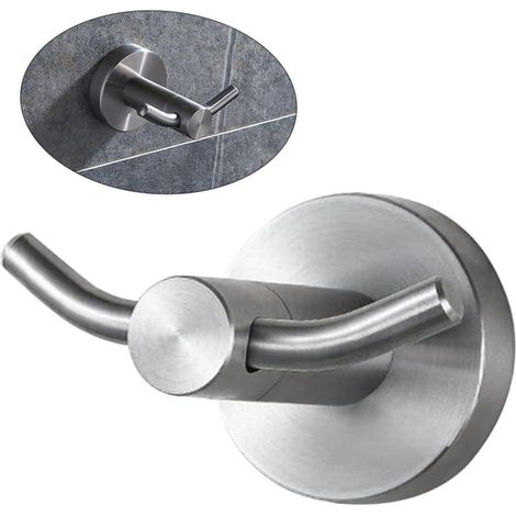 2pièces Muraux Acier Inoxydable Patères Double (1/5)