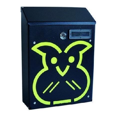 Cassetta Postale Buca Portalettere con Serratura + 2 chiavi misure 21x8 x h30 cm – decorazione GUFO (1/2)