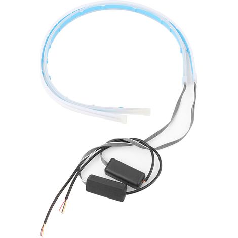 Feux de jour LED dynamiques clignotants bleu glace/jaune double couleur 60cm (1/5)