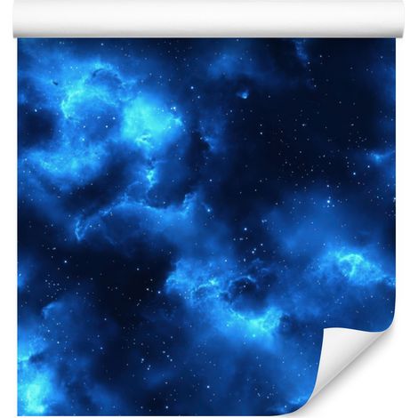 Aquarell-Galaxie-Tapete in Blau, blaues Zentrum, 50 x 1000 cm (1/5)