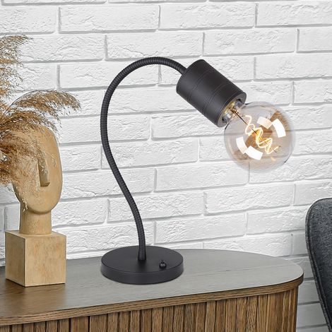 Lampada da tavolo Lampada da tavolo Lampada da soggiorno Lampada da scrivania Lampada da comodino moderna con braccio orientabile, lampada da lettura, metallo alluminio, nero, 1x E27, LxPxH 26x14x59