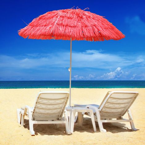 Hawaiian Parasol Beach Parasol Patio Garden Umbrella Sun Shade Tilting Red