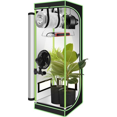Wolketon Growzelt Komplettset 60x60x140 cm Indoor Grow Set mit 4" Belüftungssat Grow Tent Kit LED Grow Light Grow Lampe Kohlefilter