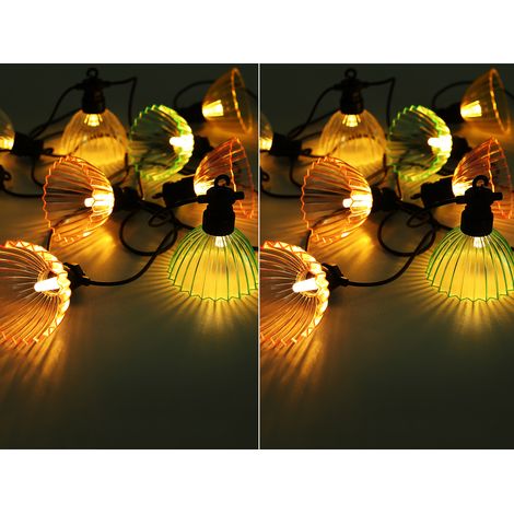 2er Set Solarbetriebene LED Outdoor Lichterkette mit 10 bunten Schirmen, 3,6 M (1/5)