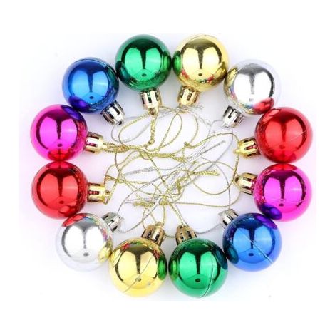24 PCS of 6-color Mini Christmas Tree Baubles Matte and Glitter Decorated Baubles Xmas Hanging Decorations 30mm (1/4)