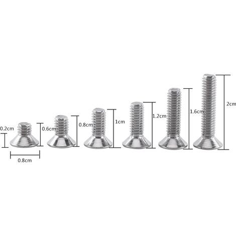 Vis à tête hexagonale creuse M4 A2 en acier inoxydable avec écrous hexagonaux, assortiment (tête plate) (1/5)