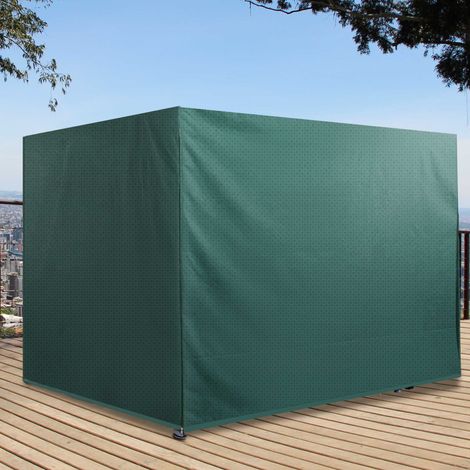 Funda impermeable, resistente a los rayos UV y al moho para columpio de jardín con fijación de PE, 215 x 155 x 150 cm, color verde. (1/5)