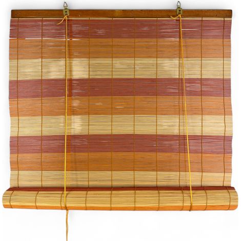 Store enrouleur en bambou 60x150 cm - Volet roulant en bois naturel pour l'intérieur et l'extérieur - Montage facile Orange