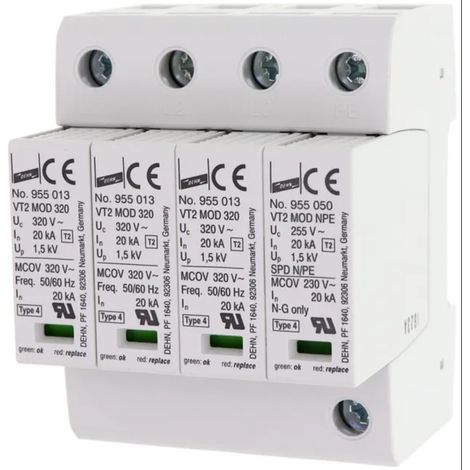 Scaricatore di sovratensione 20KA Tipo 2 3P+N C/AUX Dehn 955325
