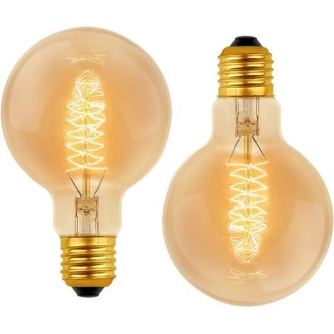 Vintage G80 E27 Dimmbare 40W Warmweiße 2700K Glühbirne, 220V Wechselstrom, Retro-Glühbirne E27 Spiral-Wolframfadenlampe, 2er-Pack