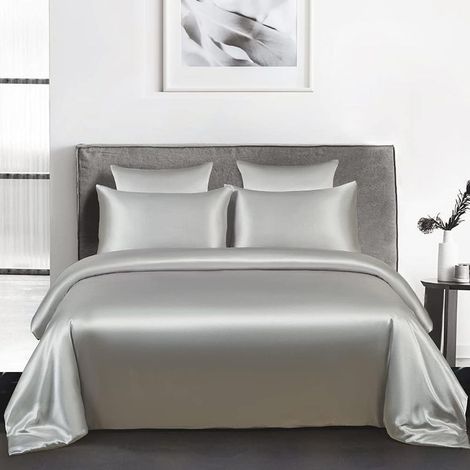 1 dreiteiliges Bettwäscheset: Bettbezug 220x240 cm, 2 Kissenbezüge 65x65 cm, Satin-Polyester, für Erwachsene (1/5)
