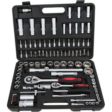 Jeffergarden Kit d'outils de tournevis à -DOUille, clé à -DOUille, 94 pièces, Kit mécanique 1/2 1/4 pouces avec étui-DOU