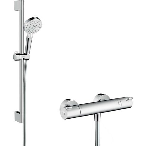 hansgrohe Crometta Ecostat Thermostatic Bar Mixer Shower Valve Bathroom Chrome