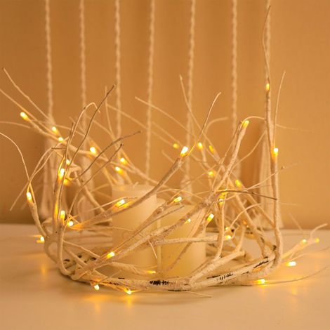 Guirlande lumineuse en rotin 48 LED blanc chaud 1,80 m étanche, décoration intérieure branches de bouleau, sapin de Noël blanc pour table, fêtes, festivals et mariages (1/5)