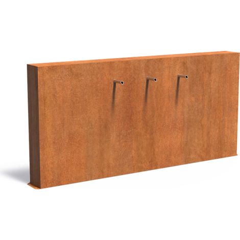 Adezz Freistehende Teichwand aus Corten-Stahl Rost inkl. Wasserfall und Pumpe