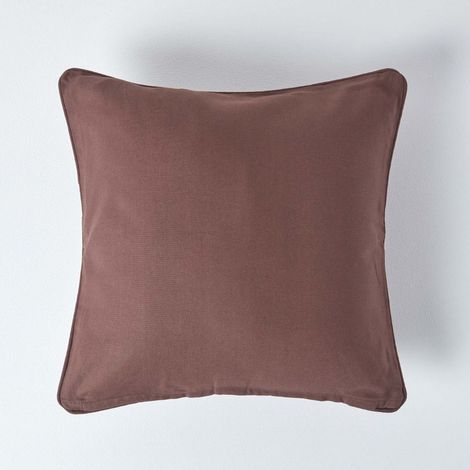 HOMESCAPES Cotton Plain Chocolate Cushion Cover, 60 x 60 cm