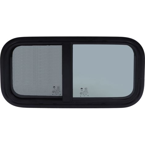 Finestra scorrevole ad angolo arrotondato da 600 x 300 mm con zanzariera adatta per camper, furgoni camperizzati e veicoli industriali (1/4)