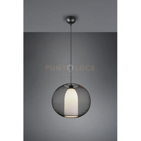FILO SOSPENSIONE GABBIA FILO METALLO NERO CON VETRO BIANCO D.40CM 1 LUCE ATTACCO E27