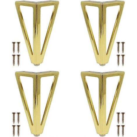 Ensemble de 4 pieds de meuble réglables, pieds de meuble triangulaires en métal, pieds de meuble dorés, pieds de table et de meuble remplaçables. (1/5)
