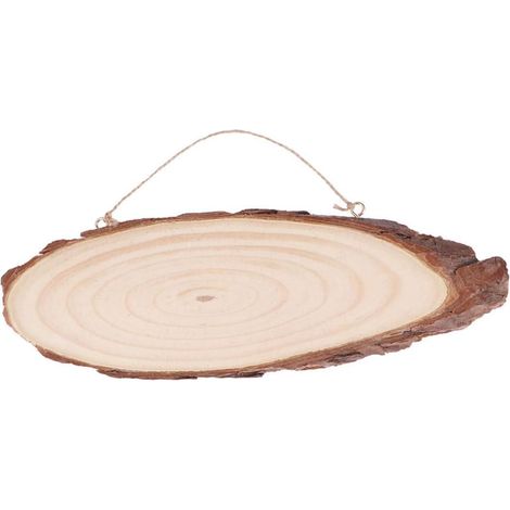 Tranche de Bûche Ovale en Bois pour Diy, 26 à 33cm, 2 Crochets (1/5)