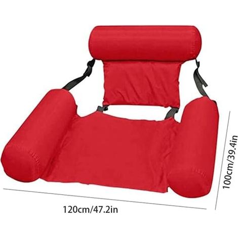 Chaise Flottante Hamac Gonflable Matelas À Air Ultra Confortable Flottant De Piscine Lit À Eau Fauteuil Portable Pour Adultes - Rouge (1/5)