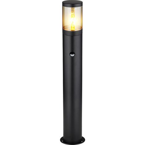 Segnapasso con rilevatore di movimento Outdoor Illuminazione per esterni Piantana da giardino Lampada da terra con rilevatore di movimento, acciaio inox nero fumo, attacco E27, DxH 14x80 cm