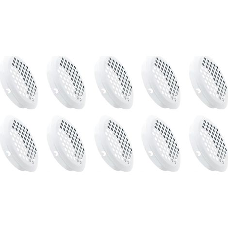 Grille de ventilation ronde, aérations en acier inoxydable, format de montage 53 mm, blanc, 10 pièces(convexe) (1/5)