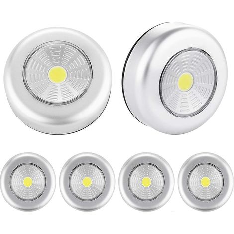 Spots LED encastrés pour meubles, lot de 6 veilleuses autocollantes, éclairage d'appoint pour escaliers, miroirs et cuisine (1/5)