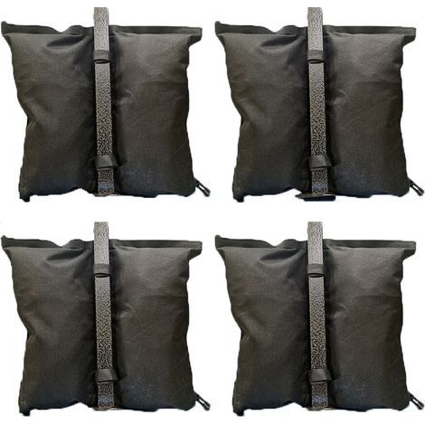 Lot de 4 sacs de lestage pour pavillon – Résistant à l'eau – Remplissage jusqu'à 8 kg – Sangles auto-agrippantes – Dimensions 36x0,5x33 cm (1/4)