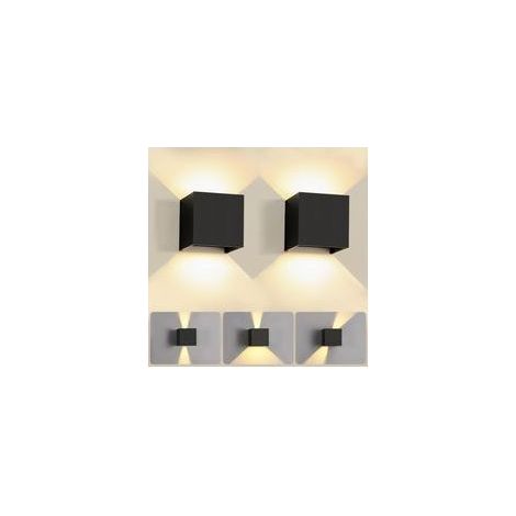 (Noir, 2 pièces) Applique murale d'intérieur LED 6W, angle de faisceau réglable, applique murale extérieure, lumière chaude 3000K, étanche, IP65, convient aux appliques murales de salon et de chambre (1/5)