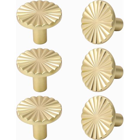 Lot de 6 boutons de porte dorés pour meubles de cuisine, poignées de tiroir de style vintage et quincaillerie pour commode.