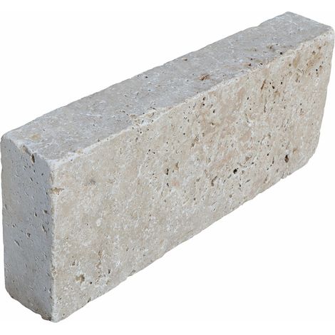 Bordure Travertin Premier choix - Crème - Vieilli - 100x20x8cm - Vendu à la pièce