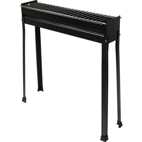 Poêle à ardoises 60x15x70h – Acier verni noir – Grille en acier chromé – Brûleur extractible pour cuisson au charbon – Mille (1/2)