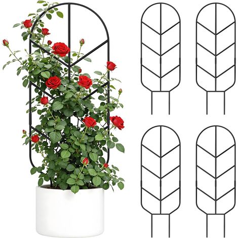 Juego de 4 soportes fijos de hierro forjado para plantas, de 76 cm de largo, para plantas trepadoras, soportes decorativos para plantas en maceta. (1/5)
