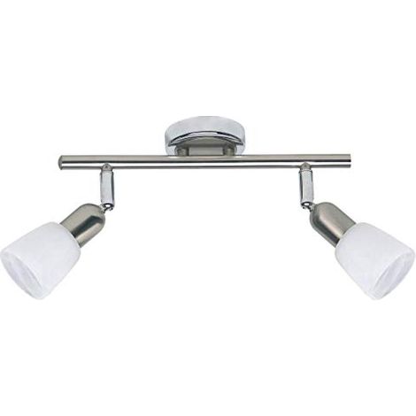 BRILLIANT lampada Sofia tubo spot 2 foglie ferro/cromo/bianco  2x D45, E14, 40W, adatto per proiettori a caduta (non inclusi)  Scala da A ++ a E  Testa orientabile (1/3)