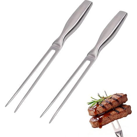 Fourchette à viande en acier inoxydable (lot de 2), fourchette à découper de 27 cm avec manche, fourchette à viande professionnelle adaptée aux steaks, aux viandes rôties et aux légumes (1/5)