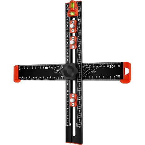 4-in-1 Abnehmbarer T-förmiger Markierungslineal, 410 mm, Praktisches Zeichenwerkzeug mit Linienzieher, Ideal für Heimwerkerarbeiten, Messen und Markieren