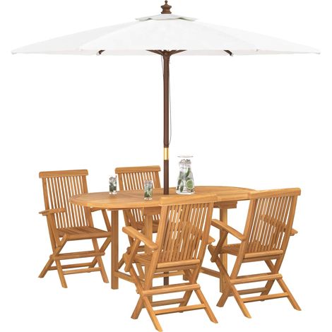 Maison Exclusive - Garten Essgruppe 5 pcs Braun Massivholz Teak