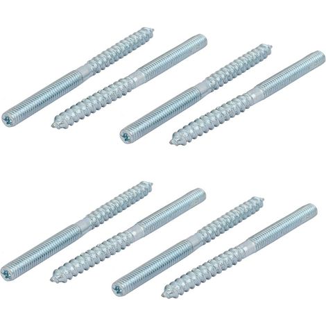 8Pcs Vis Double Filetage Acier au Carbone Boulon M6 x 80mm (1/4)