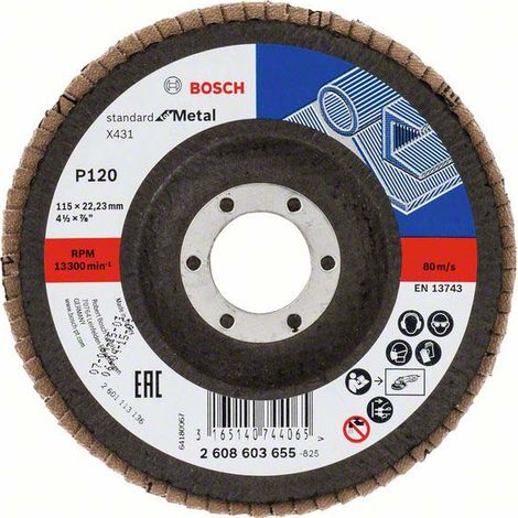 Bosch Accessories 2608603655 X431 Fächerschleifscheibe Durchmesser 115 mm Bohrungs-Ø 22.33 mm Körnun (1/5)
