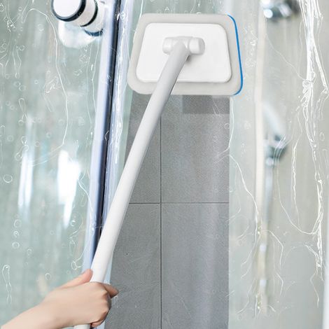 Balai à Manche Long avec Sponge - Multi-usage pour Trapezoidal Bathtub, Tuiles, Vitres et Sols - PP, Sponge, 56cm, 3 Sponges de Rechange (1/5)