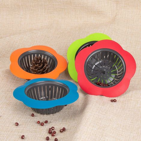 Lot de 4 passoires d'évier en silicone de couleurs différentes, panier filtrant universel de 11,4 cm (4,5 pouces) pour la cuisine, passoires en plastique mignonnes et faciles à nettoyer pour récupérer