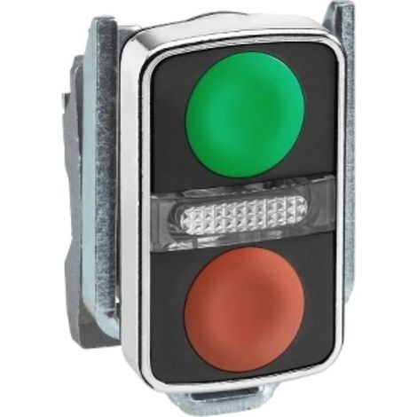 Testa pulsante doppia + pilota verde/rosso senza marcatura IP66 (1/4)