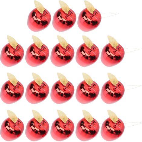 24 Pièces Pendentif de Noël Pomme Décorative en Plastique Rouge (1/5)