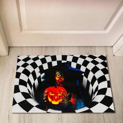 40x60cm Paillasson d'halloween Motif Sorcière 3D Peinture Tapis de Porte Entrée Effrayant pour Décoration Sol Halloween Porte Intérieur Extérieur (1/5)