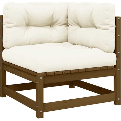 Maison Exclusive - Garten-Ecksofa mit Creme Kissen Massivholz Kie (1/5)