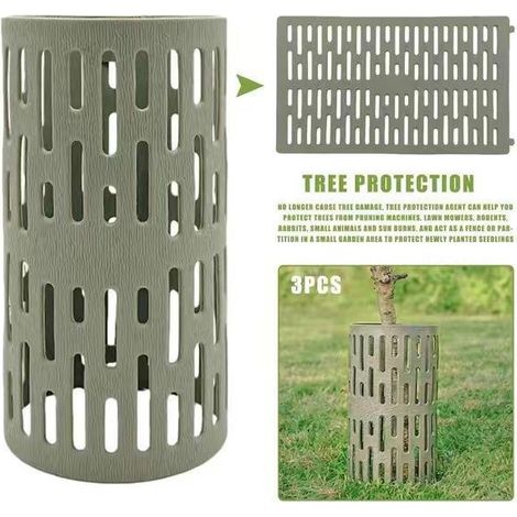 Ahlsen 20CM34CM Housse de protection contre les intempéries pour tronc d'arbre housse de protection en plastique pour plantes pouvant être épissée protection combinée d'écorce de jardinage 3pcs (1/5)