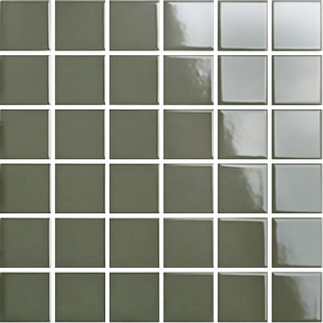 Mosaïque de grès cérame PICCOLO VELVET 5x5cm (finition brillante) - Pesto green - - 416 - Pesto green - boîte de 0.93 m2