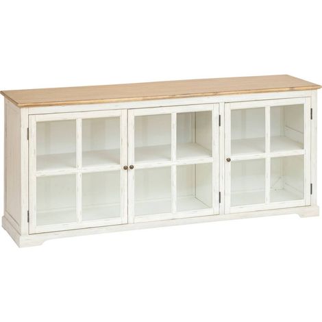 Credenza in vetro a 3 ante olbia 180x80cm bianco - Atmosphera créateur d'intérieur (1/4)